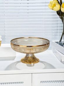 1pc Golden Round Tray With Handle, Home Storage Tray,Kitchen,Christmas Gift - Gold - View 2