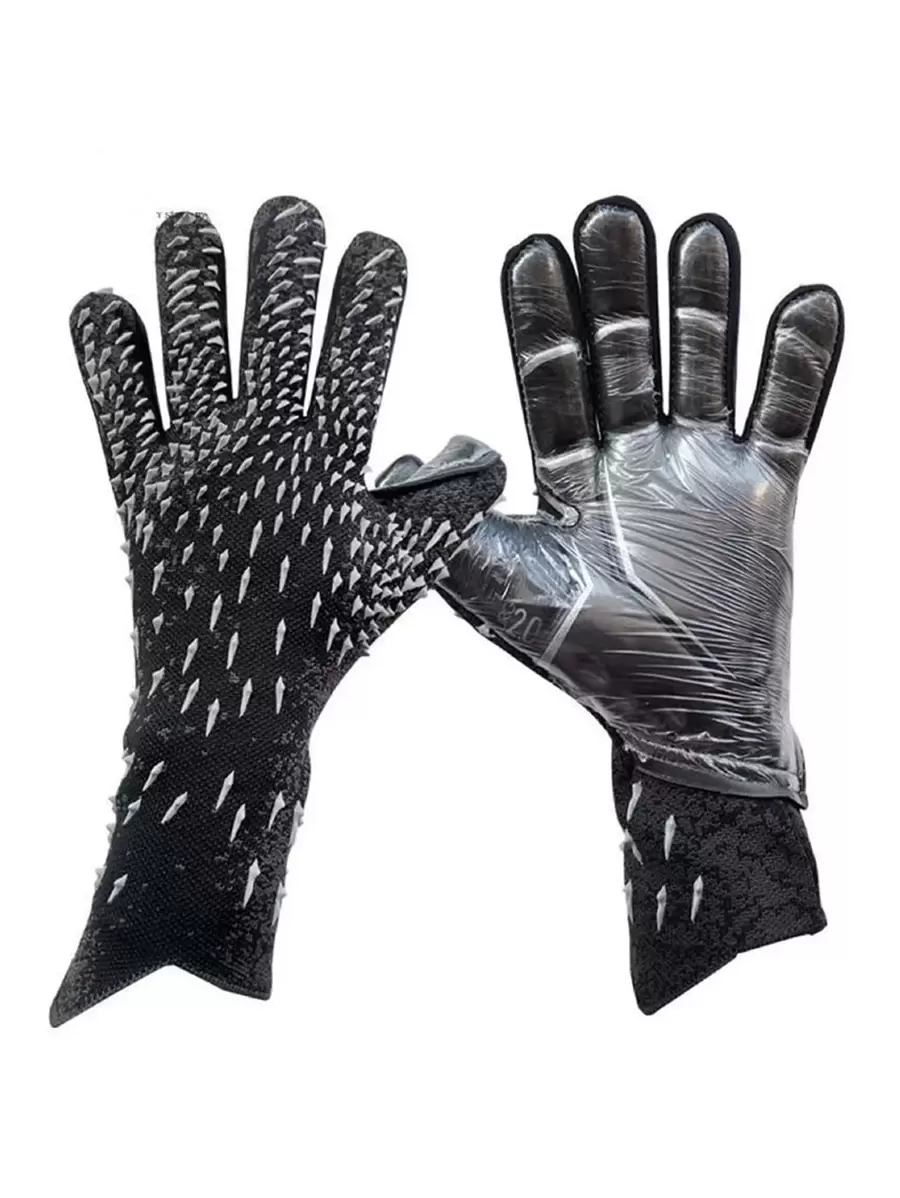 ATLANDER 1双乳胶足球守门员手套成人青少年加厚足球舒适透气耐用防滑专业防护比赛训练守门员足球户外运动男女守门员手套黑色 - 黑色 - 查看 1