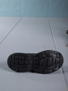 Của phụ nữ Tối giản Đen Thời gian rảnh rỗi Dệt kim Vớ Giày dép , High Top Bằng phẳng Một Chân Giày lười Giày bốt vớ Đối với Ngoài trời - màu đen - Xem 6
