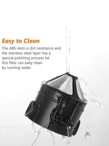 BALASHOV 1PC Portable Foldable Coffee Filter Stainless Steel Easy Clean Reusable For Home Office Outdoor Travel - Black - View 7