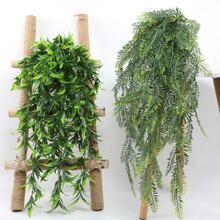 1入組人造植物藤蔓吊掛常春藤蕨類草本植物假綠色植物家庭花園裝飾戶外綠葉藤蔓花環牆壁裝飾