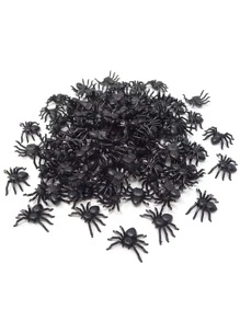 200pcs Spiders Decorations Small Black Plastic Spiders Haunted House Spider Decoration Simulation Tricky Toy - Black - View 1