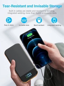 Portable Charger 32000mAh, 22.5W QC 3.0 PD 20W Smart LED Display Fast Charging Built In Cables Power Bank, External Battery Pack Charge 5 Devices Compatible With Cellphones