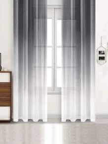1pc Minimalist Ombre Sheer Curtain, Suitable For Living Room, Bedroom And Other Occasions - Light Grey - View 1