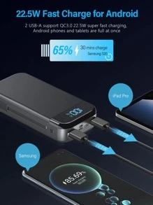 Portable Charger 32000mAh, 22.5W QC 3.0 PD 20W Smart LED Display Fast Charging Built In Cables Power Bank, External Battery Pack Charge 5 Devices Compatible With Cellphones