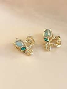 2个装女士花卉图案水钻装饰时尚迷你发爪，日常佩戴优雅发夹，发卡，发夹，发夹，发饰，发卡，发夹，发饰，秋冬季女士度假装扮发饰，女士花朵发夹