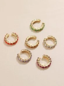 6件套大号C形锆石夹式耳环套装