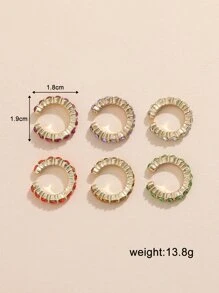 6件套大号C形锆石夹式耳环套装