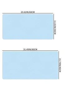 1片防水pu皮桌墊,適用於大型辦公桌-保護桌面、鍵盤和滑鼠-適用於遊戲和pc配件 - 藍色 - 查看 3