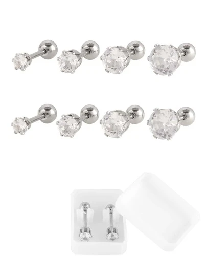 1对不锈钢小耳钉，女士彩色圆形耳环，耳洞饰品