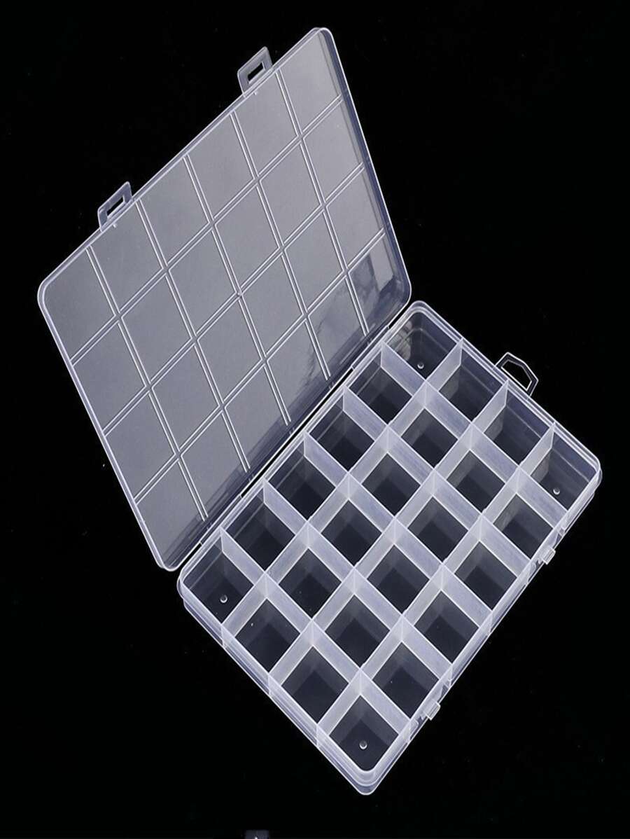 Hộp nhựa có 24 ngăn để đựng đồ trang sức hạt & đàn hồi tự làm - Trong sáng - Xem 1