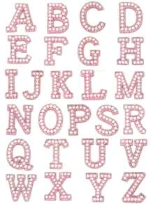 26 English Letters Pearl Rhinestone Patches For Clothes A-Z Alphabet Pearl Rhinestones Applique Sew On/Glue On Patches DIY Name