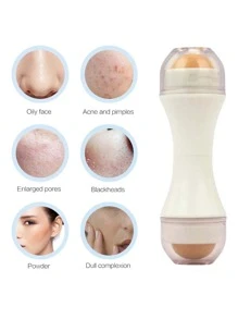 Mặt Trục lăn , Mặt Mát xa Công cụ Trắng Núi lửa Mặt Trục lăn Hấp thụ Kiểm soát dầu Mờ Trang điểm Dụng cụ chăm sóc da Khuôn mặt Làm sạch Dầu Trái bóng - trắng - Xem 5