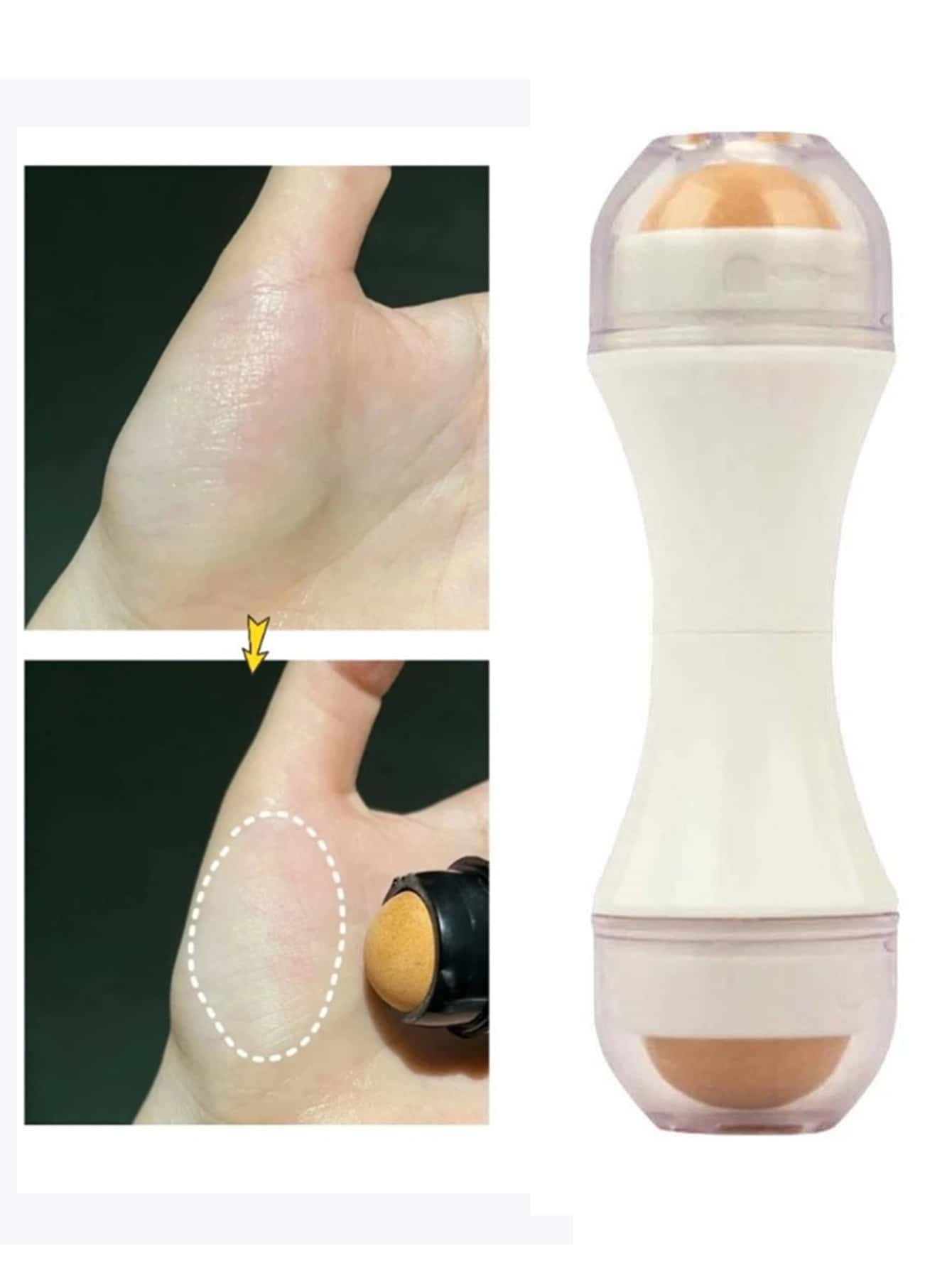 Mặt Trục lăn , Mặt Mát xa Công cụ Trắng Núi lửa Mặt Trục lăn Hấp thụ Kiểm soát dầu Mờ Trang điểm Dụng cụ chăm sóc da Khuôn mặt Làm sạch Dầu Trái bóng - trắng - Xem 1