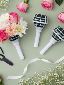 1 pieza/5 piezas Soporte para ramo de novia, mango de espuma, decoración de ramo de flores artificiales con empaque de lodo fresco para el Día de San Valentín - Blanco - Ver 1