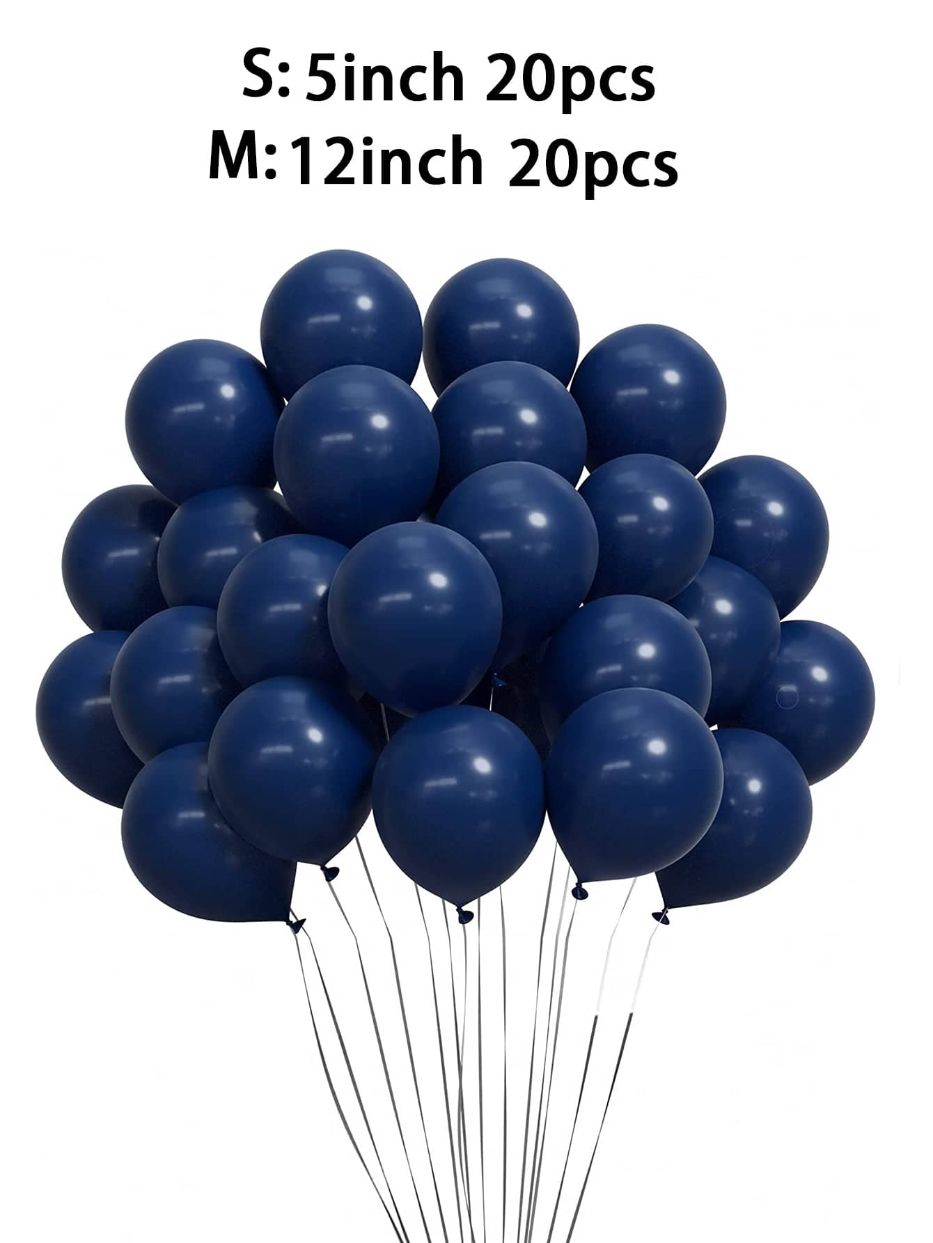 (20pcs/Set) Multi Size & Color Decorative Balloons, For Birthday, Wedding, Bridal, Graduation Party Decor - Blue - View 1