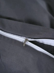 1pc Solid Color Duvet Cover Without Filling, Super-fine Fiber King-size Bedding Cover, Water Washable Soft Breathable, Zipper Closure - Dark Grey - View 3