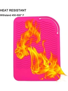 1入組耐熱地墊適用於捲曲,,和頭髮造型工具,23cmX16.5cm,矽膠 - 玫紅色 - 查看 5