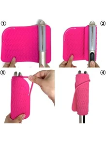 1入組耐熱地墊適用於捲曲,,和頭髮造型工具,23cmX16.5cm,矽膠 - 玫紅色 - 查看 4