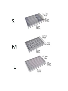 1入組絲絨耳環戒指手鐲架託盤首飾類展示支架 - 灰色 - 查看 3