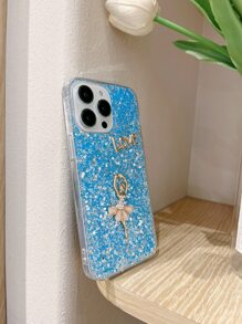 Ốp điện thoại trang trí chữ cái và đá lấp lánh, phiên bản quốc tế, không phải phiên bản nội địa. - Màu xanh lam - Xem 3