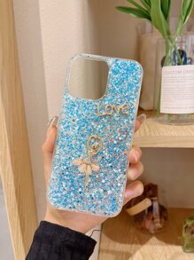 Ốp điện thoại trang trí chữ cái và đá lấp lánh, phiên bản quốc tế, không phải phiên bản nội địa. - Màu xanh lam - Xem 6