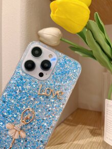 Ốp điện thoại trang trí chữ cái và đá lấp lánh, phiên bản quốc tế, không phải phiên bản nội địa. - Màu xanh lam - Xem 2