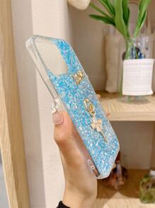 Ốp điện thoại trang trí chữ cái và đá lấp lánh, phiên bản quốc tế, không phải phiên bản nội địa. - Màu xanh lam - Xem 5