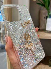 3D芭蕾舞女孩装饰闪光手机壳 - 白色 - 查看 6