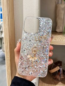 3D芭蕾舞女孩装饰闪光手机壳 - 白色 - 查看 7