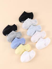 Bebé 10 pares Calcetines antideslizantes con estampado de letra para vida diaria - Multicolor - Ver 3