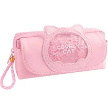 Pink Cat Head Pencil Bag - Pink - View 2