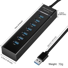 Usb 集線器 3.0、7 連接埠 Usb 資料集線器分配器,適用於筆記型電腦、pc、書籍、pro、mini、i、surface Pro 和更多 Usb 設備 - 黑色 - 查看 8