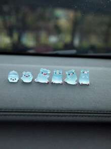 6 件随机粉色小猪摆件，适合汽车装饰 - 藍色 - 查看 1