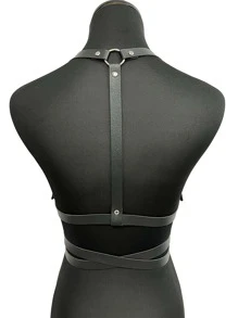 1pc Women's Gothic Style Pu Leather Suspender Accessory For Clothing - Black - View 6