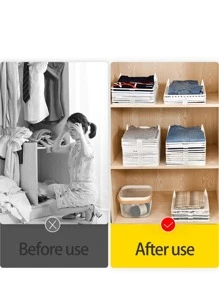 5入組創意塑料懶人衣服摺疊板，節省衣櫥空間的工具，可摺疊男女襯衫與T恤整理架，衣服和褲子分隔板