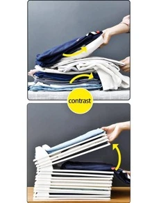 5入組創意塑料懶人衣服摺疊板，節省衣櫥空間的工具，可摺疊男女襯衫與T恤整理架，衣服和褲子分隔板