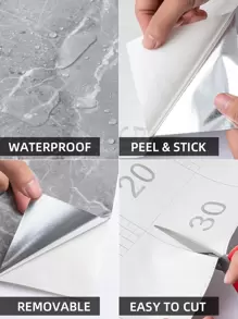 1 件大理石图案自粘瓷砖贴纸，适用于厨房台面、贴纸、墙贴花、乙烯基贴花，用于家居装饰、春季装饰品让您的家焕然一新、Rama 装饰贴纸