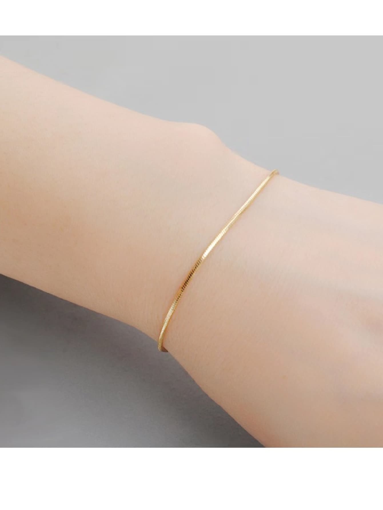 1pc 18K Titanium Steel Snake Bone Bracelet For Women, Rose Gold & Gold Thin Wrist Ornament - Gold - View 1