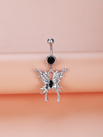1pc y2k Metallic style Liquid Butterfly belly button Stainless Steel body piercing belly button ring