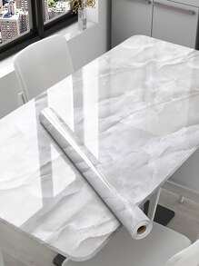 1pc Marble Pattern Self-Adhesive Tile Stickers For Kitchen Countertop, Stickers, Wall Decal, Vinyl Decal For Home Decorations, Spring Decoration Items Refresh Your Home, Rama Decoration Stickers - Light Grey - View 4