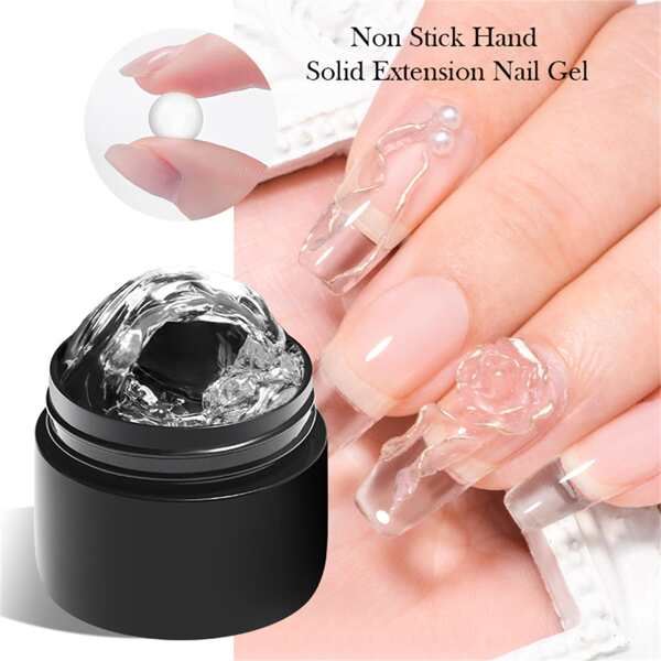 MEET ACROSS 7ml Non Stick Hand Solid Extension Nail Gel Clear Extension Gel Rhinestone Glue Gel Easy To Operate DIY
