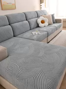 1入組絲絨提花四季通用沙發座套,現代簡約風格寵物彈性沙發套,素色沙發套適合適用於L形混合性沙發和1/2/3/4座位沙發(個別) - 淺灰色 - 查看 1