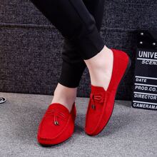 de hombres Mocasines con con lazo Decoración , sin cordones estilo , de moda informal de negocios Zapatos para conduciendo - Rojo - Ver 5