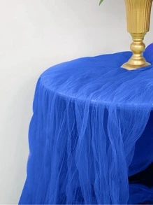 1pc 2M Solid Color Background Cloth, Modern Organza Outdoor Party Decor Chair Decoration Bridal Banner For Wedding, Birthday Party - Royal Blue - View 3