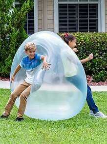 1入組粉色夏天TPR橡膠減壓泡泡球帶水注射,大充氣球