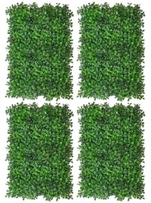 1入/包或2入/包或4入/包綠色人工植物草牆背景，合成草牆，黃楊樹籬竹垂直草板架，室外/室內花園圍欄庭院婚禮裝飾，瓷磚紫外線防護