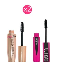 FASHIONITY Pink Up 2 Pack de Máscara de Pestañas de larga duración a prueba de agua - Volume Xtreme y Ultra Lashes - Negro - Ver 4