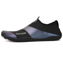 Sporty Sneakers For Men, Letter Graphic Slip On Water Shoes - Black and White - View 3
