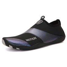 Sporty Sneakers For Men, Letter Graphic Slip On Water Shoes - Black and White - View 2
